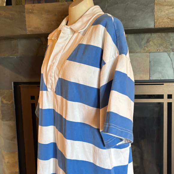 Anthropologie Oversized Blue Striped Rugby Maxi Dress S Bust 48" - Picture 5 of 5
